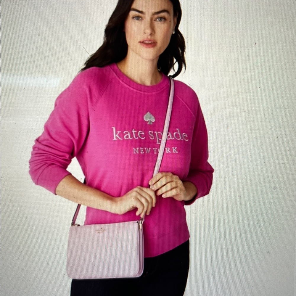 NWT Kate Spade Leila Pebbled Leather Triple Gusset Crossbody, Quartz Pink